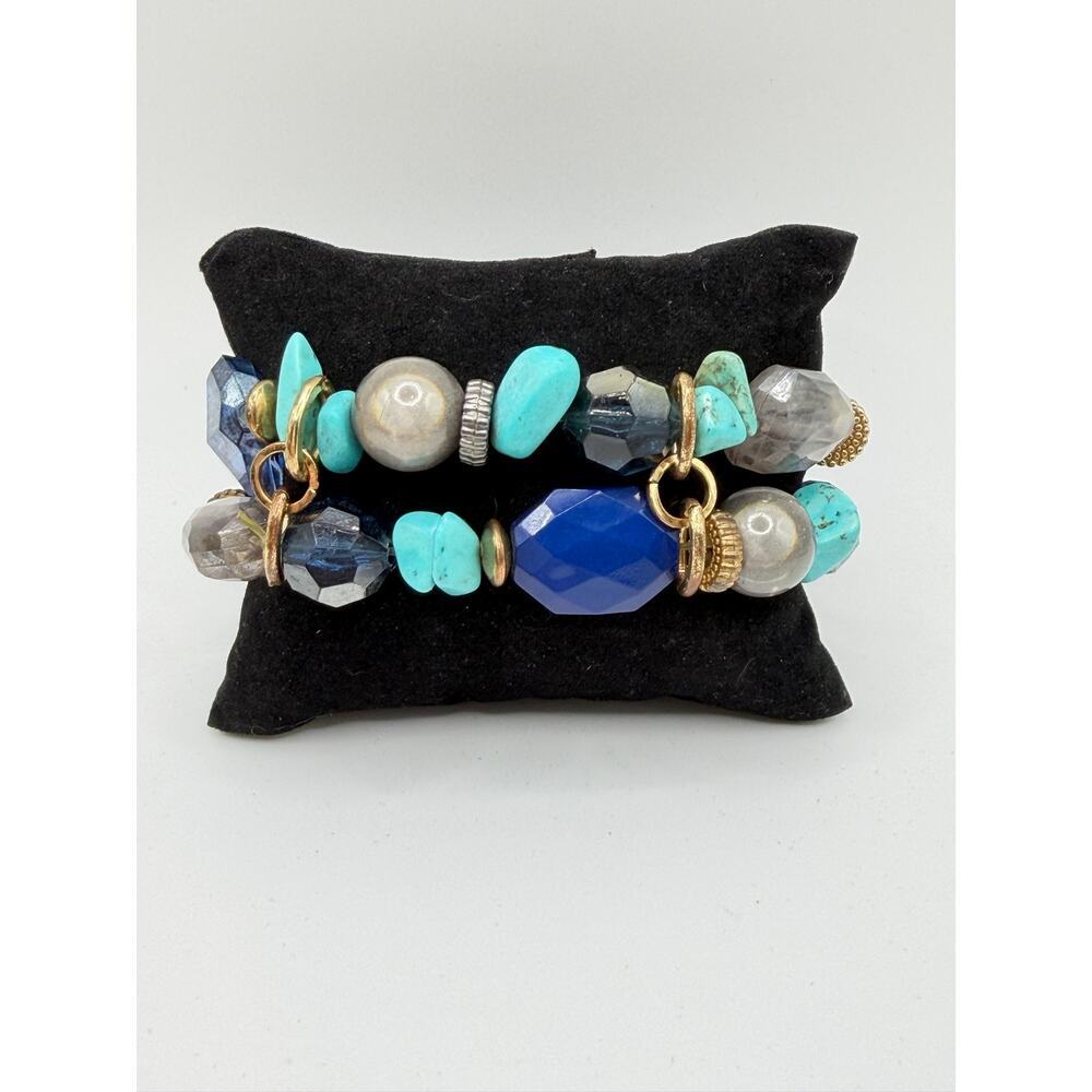 💙 Blue Turquoise Linked Double Wrap Bracelet